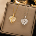 New arrivalstylish copper inlaid zirconium heart opening and closing necklace for women summereasiest for matchelegantniche style titanium steel clavicle chain jewelry