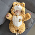 Winter super cute cute outing romper baby winter clothing jumpsuit fleece-lined baby clothes thickened cartoon romper trendy
