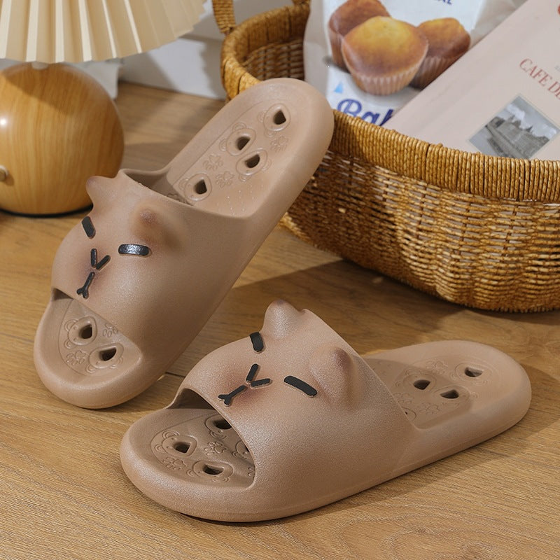 Capybara home waterproof slippers - women's indoor anti-slip soft sole bathroom bath slippers - student sandals