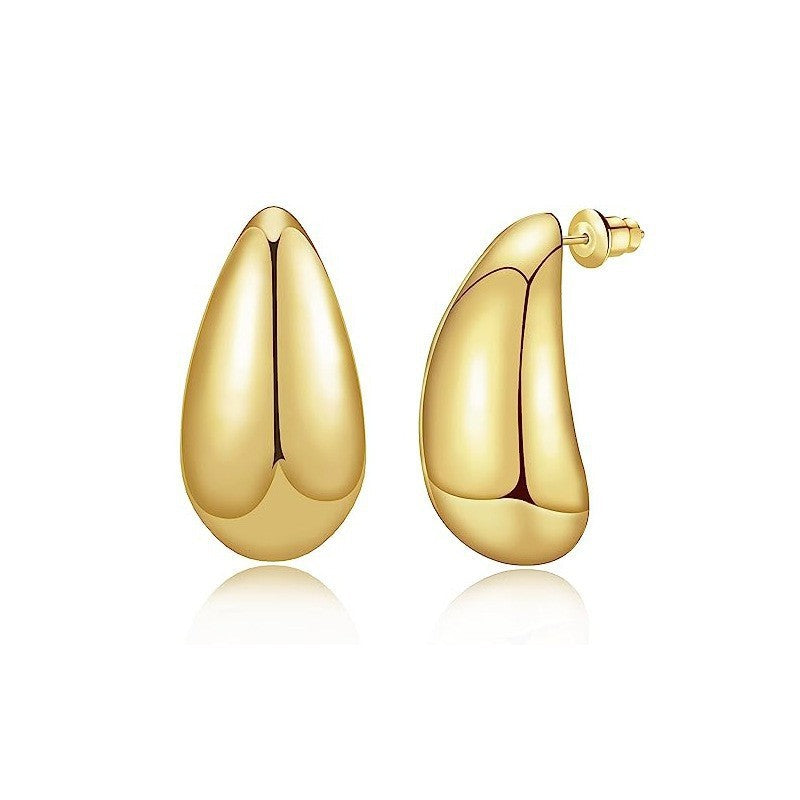 hot-selling electroplated 18k real gold melon seed earrings european and american fashion french new women's vintage earrings
