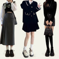 British style women's leather loafers - new autumn/winter 2026 collection - height increasing chunky sole black mary janes with lace-up closure