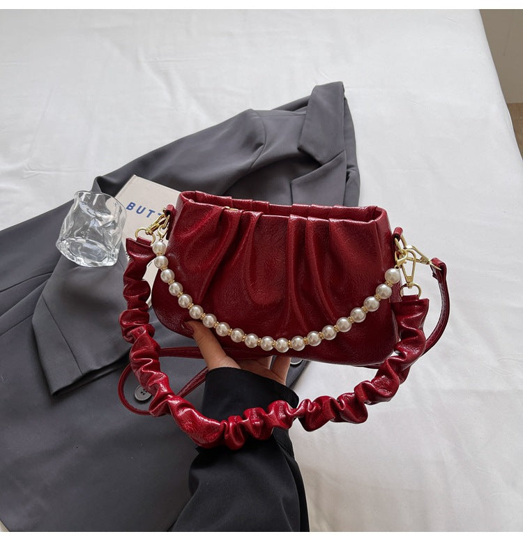 Cross-border large-capacity bag women's summer 2025 new casual messenger bag Korean version single shoulder underarm pleated cloud bag