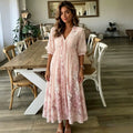 summer european and american cross-border v-neck loose-fit printed dress