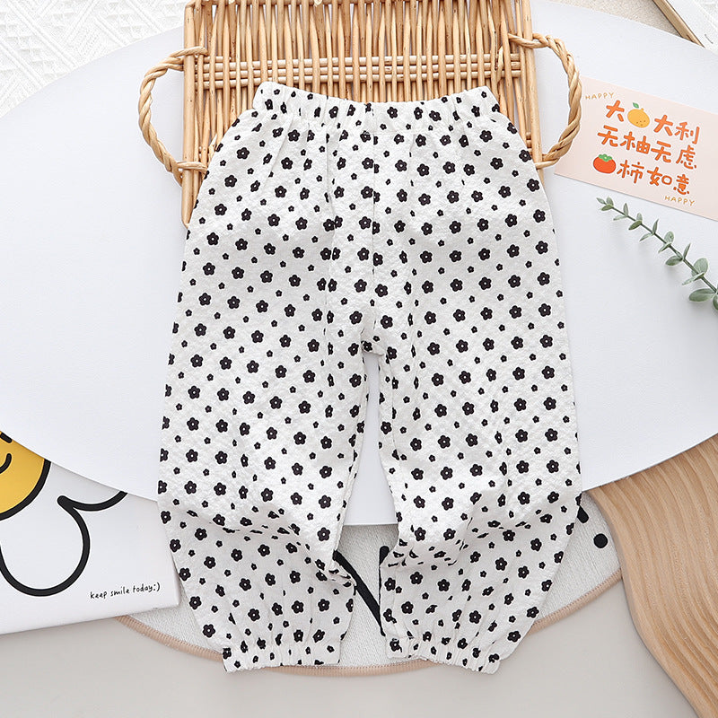 Girls' summer pants: korean style fashionable printed joggers for toddlers and young children - perfect for everyday wear