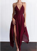 cross-border  summer european and american style women's camisole v-neck asymmetrical hem sexy maxi dress