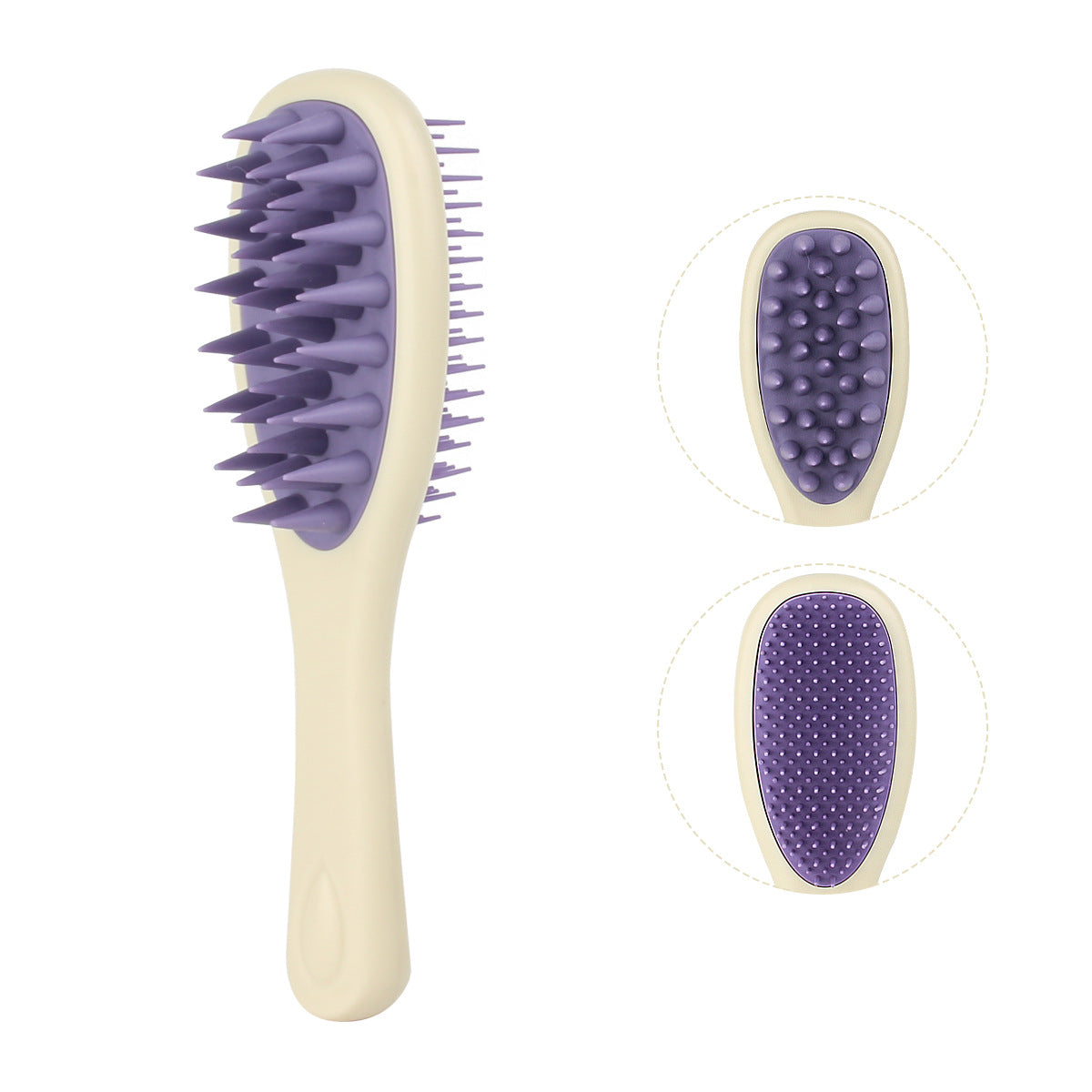 Cross-border long handle double tooth shampoo brush silicone handle shampoo comb rubbing bath massage shampoo comb scalp cleaning