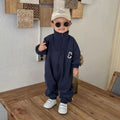 Baby outfit: korean style long-sleeve zip-up romper for boys and girls - trendy casual jumpsuit for outdoor adventures
