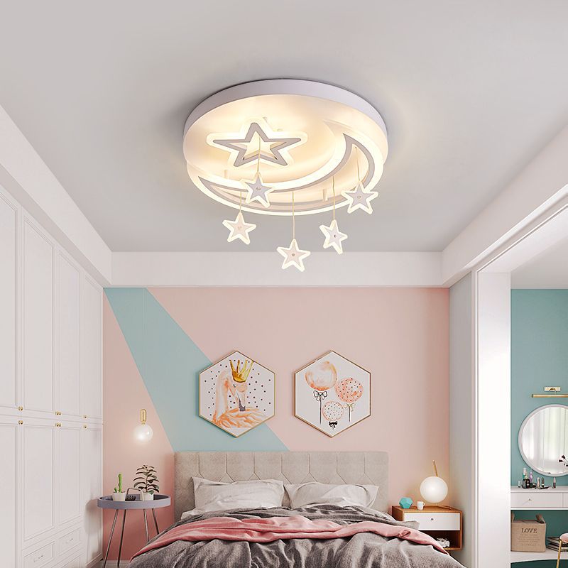 Children's room moon star led ceiling lamp modern simple bedroom lamp boy girl princess room lighting
