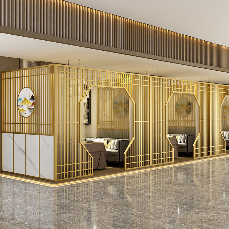 New Chinese-style moon cave door private room screen hotel restaurant wrought iron box card seat catering barbecue hot pot arch partition