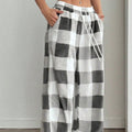 Amazon  cross-border american style wide-leg pants for women, new summer lightweight plaid print straight-leg casual pants