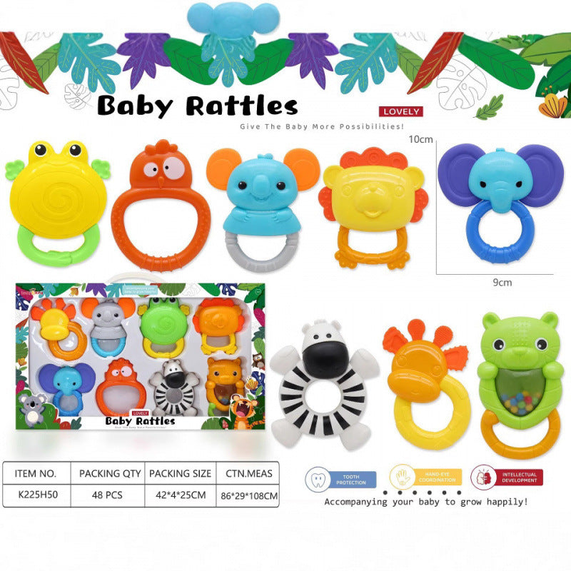 Cross-border export baby toys 0-1 years old gift box rattle set newborn baby soothing hand crank grip puzzle