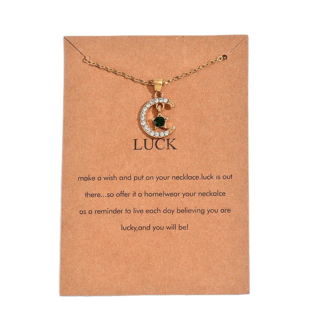 Birthstone necklace set wholesale - european & american cross-border, light luxury, niche design, diamond-studded moon & star pendant necklace for women