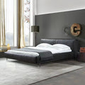 Italian normcore big black cow genuine leather bed classy house master bedroom designer 1.8m double bed soft headboard