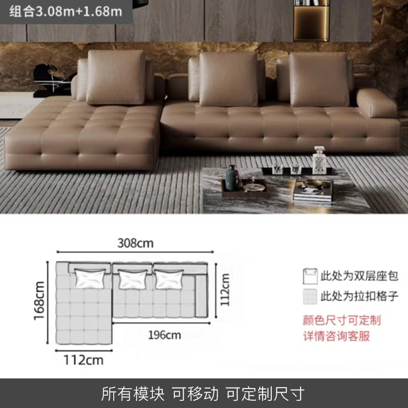 Lawrence genuine leather sofa italian normcore large and small apartment house villa customer corner sofa modern straight row leather sofa