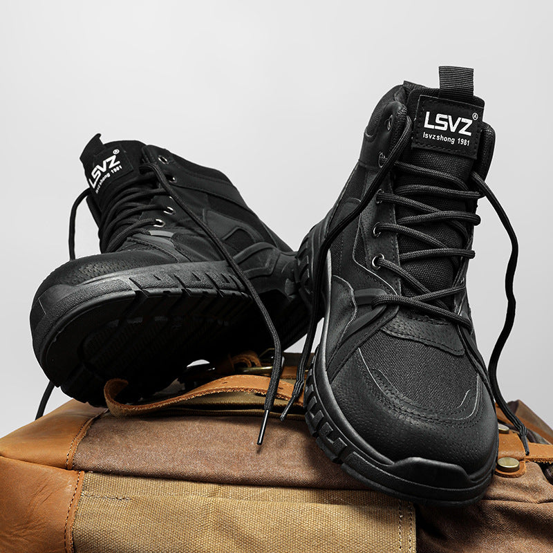 Boots men's shoes spring high-top british style retro mid-top workwear boots outdoor sports hiking desert combat boots
