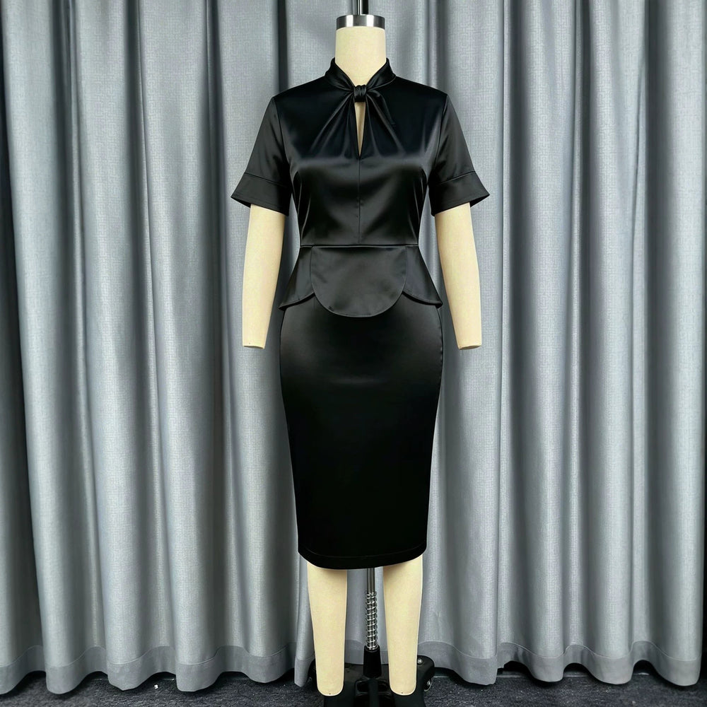 Fashion cross-border satinruffles one-step skirt hip-covering work clothingsilmslimming lookdresswoman dresses