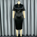 Fashion cross-border satinruffles one-step skirt hip-covering work clothingsilmslimming lookdresswoman dresses