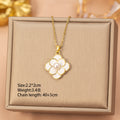 8442 pearl white four-leaf clover gold necklace