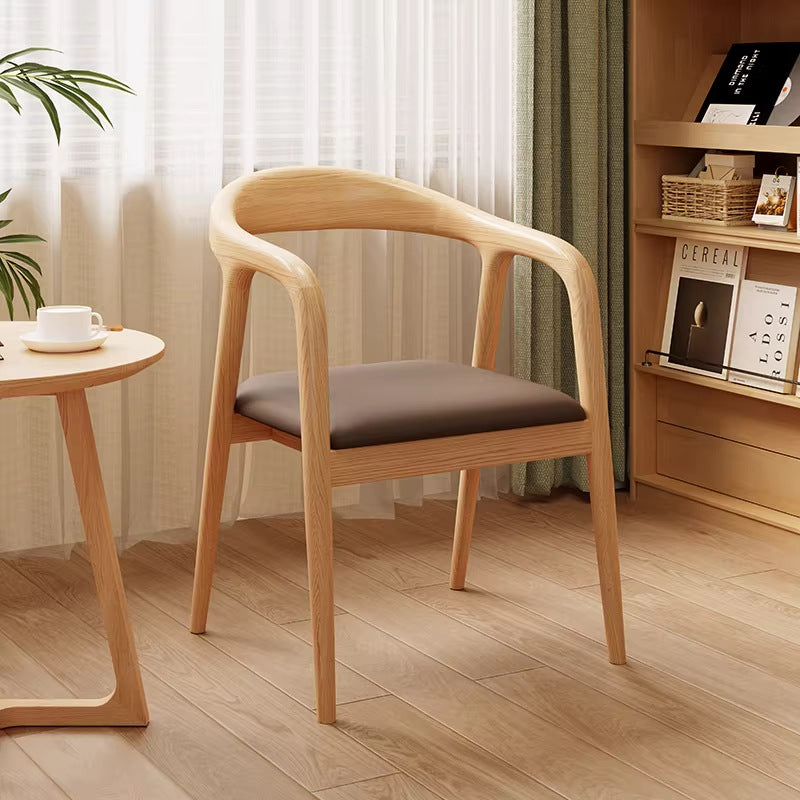 Designer ash back dining chair scandinavian solid wood book chair armrest seat study chair horn chair president chair