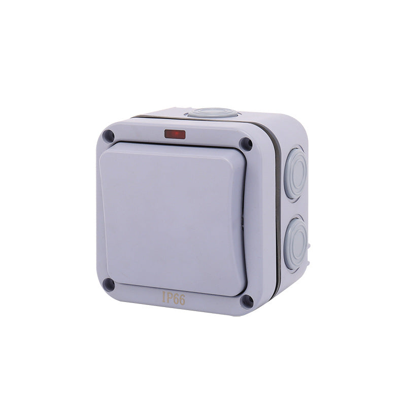 Outdoor waterproof switch single-open double-control surface-mounted outdoor rainproof button box double-open one-open high-power street light 220v