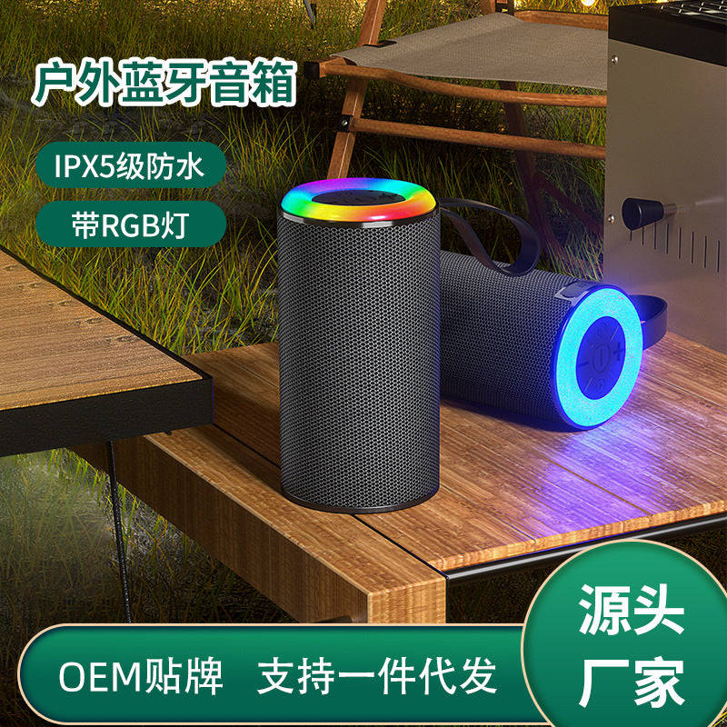 New wireless bluetooth speaker - outdoor rgb light portable waterproof mini speaker with ambient lighting and stereo sound