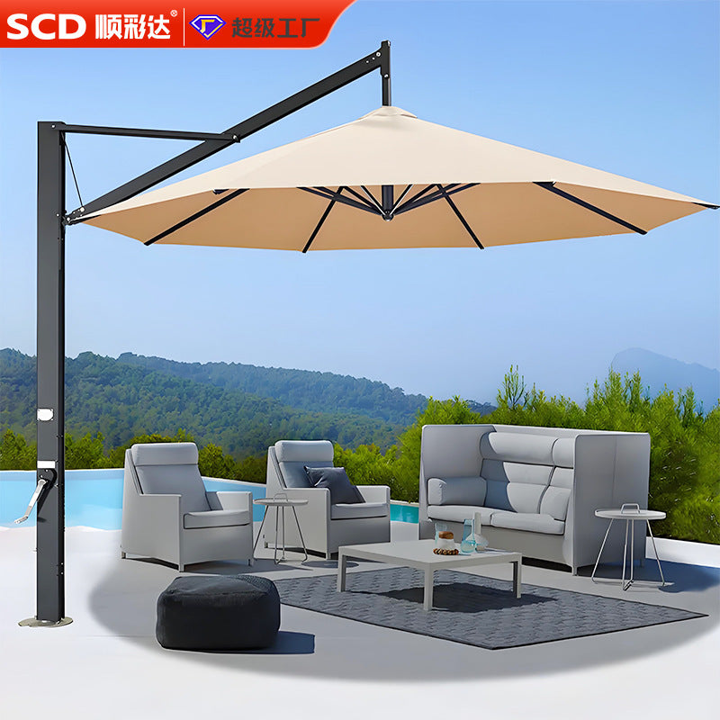 Export-grade outdoor patio garden roman umbrella with side stand, terrace hotel hanging sunshade, outdoor use