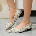 Exportplus size thick heel pointed toe flats spring & fallnew arrivalcasualfashionflats polka dot tweed styleflats