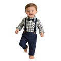 Boys' spring outfit set: new spring collection - plaid shirt, perfect for first birthday parties and gentleman's events