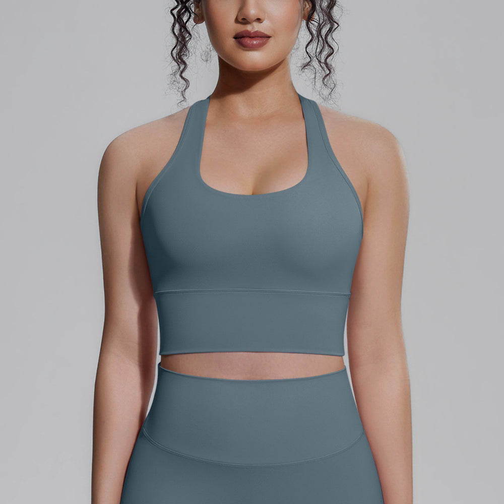 Naked-feel compression sports bra yoga top - quick-dry racerback workout tank with padded yoga bra