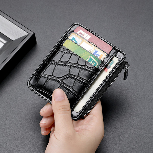 [Source Factory] Cross-border supply, flip crocodile pattern men's and women's high-end wallet card bag PU zipper change clip