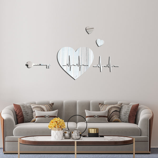 JM3148 heart lock love mirror wall sticker decoration living room self-adhesive sticker wall creative arrangement bedroom bedside sticker