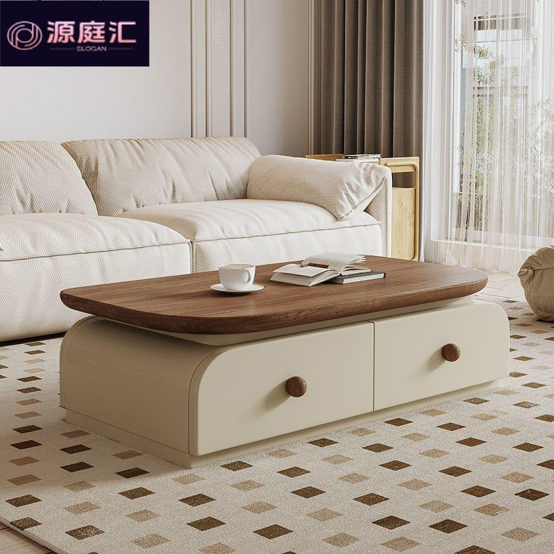 Solid wood tv stand living room home floor-standing mid-century modern walnut small apartment light luxury coffee table tv stand combination