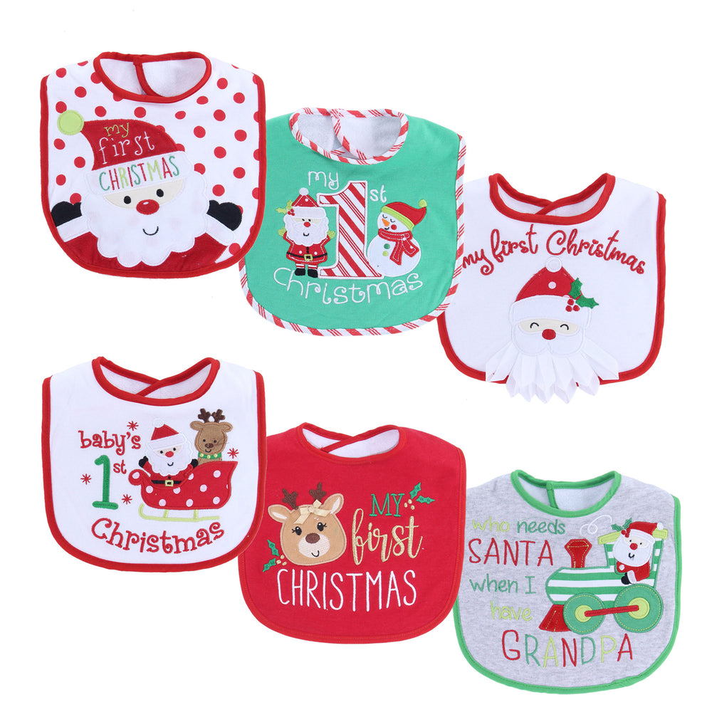 Merry christmas baby bib christmas theme saliva towel baby embroider bib anti-dirty cute