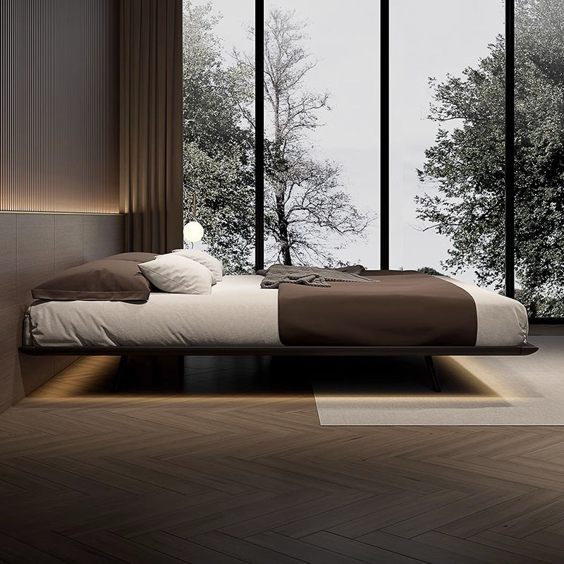 Floating bed italian normcore bed without bedside bed master bedroom accessible luxury backless floating bedside table all-in-one bed solid wood bed