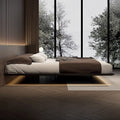 Floating bed italian normcore bed without bedside bed master bedroom accessible luxury backless floating bedside table all-in-one bed solid wood bed