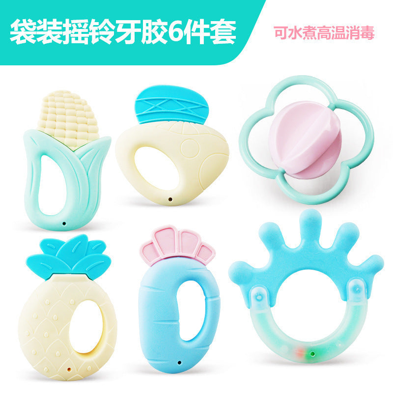Cross-border baby hand rattle toy 0-1 years old newborn baby can gnaw teething glue baby bed bell pedal piano pendant