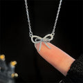 fashion business bow pendant necklace accessible luxuryniche stylesense of design inlaid zircon bow pendant necklace