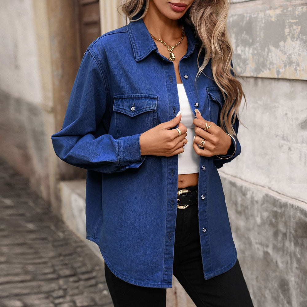 european and american new arrival cross-border e-commerce   independent website washed denim cardigan long sleeve jacket women's trendy style