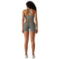 European and american cross-border seamless solid color criss-cross back sports bra yoga set running fitness shorts two-piece outfit