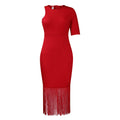 D357 independent station fashionplus size women's clothing  summer new style pure color hip tassel pencil skirt african dress