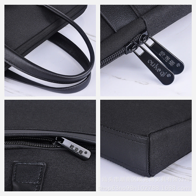 Portable briefcase zippered office bag conference bag satchel document bag document bag business bag printing logo