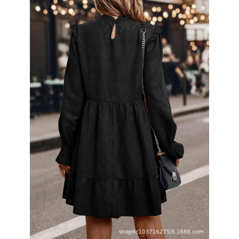 Women's solid color fitted pullover casual fashion long sleeve dress - new autumn  collection