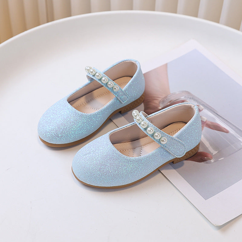 spring/autumn korean style new girls' leather shoes, export order, princess flats, children's velcro performance dance shoes