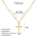 Aliexpress cross-border hot selling jewelry: 18k gold plated cross pendant necklace, fashionable minimalist beaded chain, women's short style