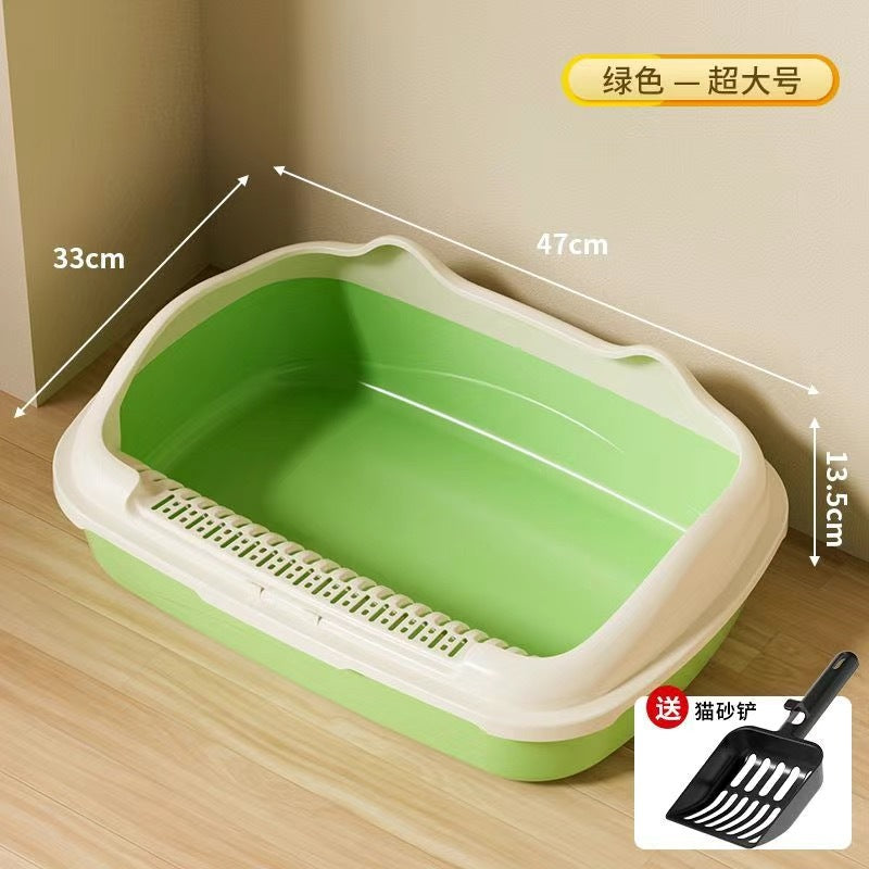 Extra-large, semi-enclosed cat litter box - prevents tracking, extra small size for kittens, complete cat supplies