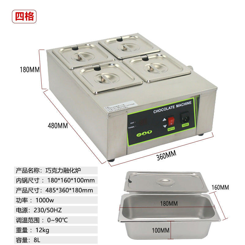 Commercial chocolate melting pot - electric heating, chocolate warmer, constant temperature water bath, double tank hot chocolate melting machine