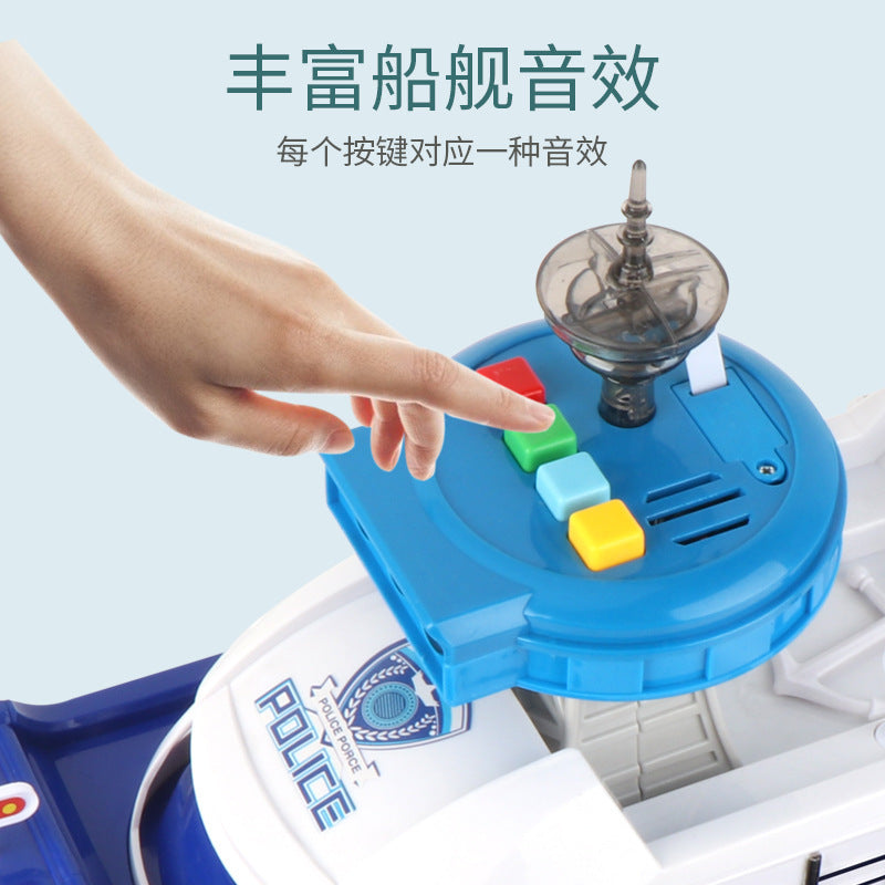 Kids large storage boat artificial boat with light and music for boys and girls fire engineering gliding model car airplane