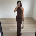 European and american women's clothing  spring new arrival: elegant solid color one-shoulder sleeveless bodycon ruched panel bodycon dress