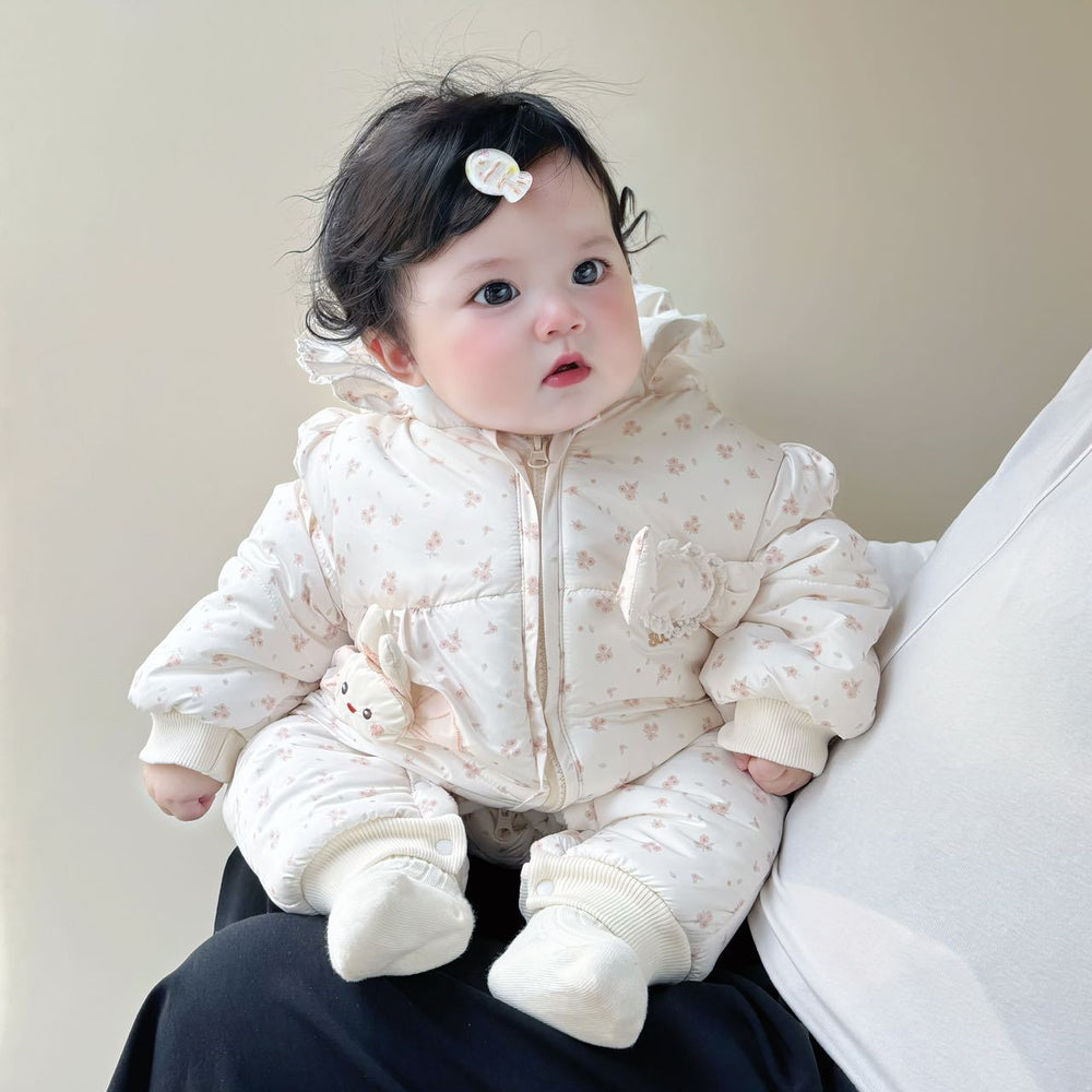 Newborn clothes infant thickened onesie winter baby long sleeve cotton romper sweet baby outing outfit trendy