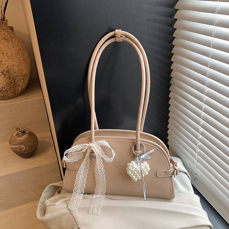Cross-border niche popular handbag women's 2025 spring and summer new simple and versatile shoulder bag textured underarm bag pillow